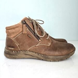 Josef Seibel Conny 52 Boot Womens 9 Brown Nubuck Leather Lace Zip Casual Comfort